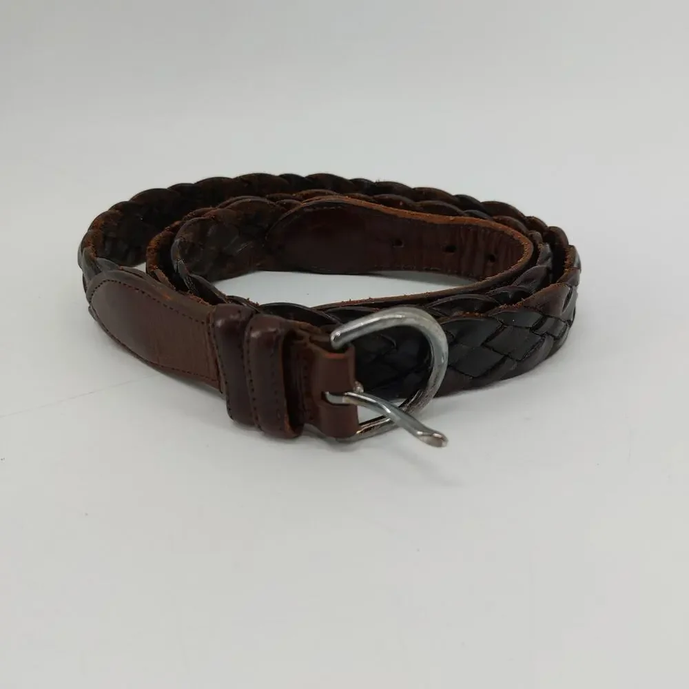 Coach Men's Size 40 Brown Leather Belt Casual Braided Weaved